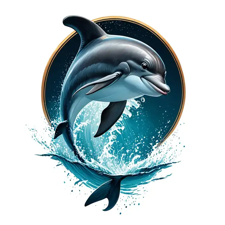 cute dolphin jumping tattoo design idea