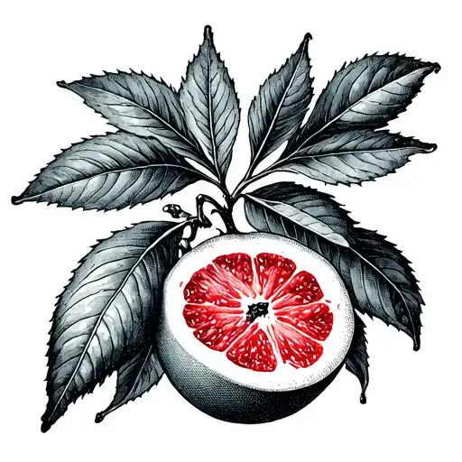 post stamp with clemintine fruit tattoo design idea