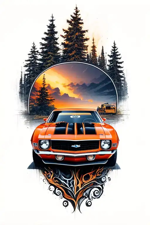 1969 chevy camaro tattoo design idea