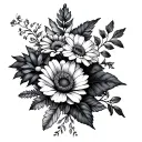 August, march and November birth flowers half sleeve  tattoo design idea