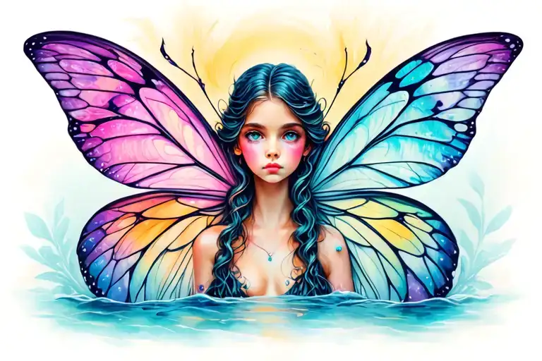 fairy peeking tattoo design idea
