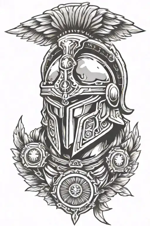 spartan helment with police badge tattoo design idea