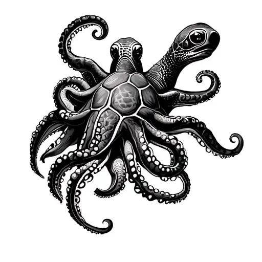 Octopus And Turtle tattoo design idea