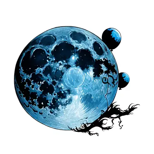 balloon the full moon tattoo design idea