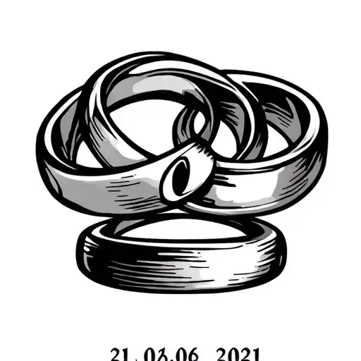 a ring tattoo with the date 21.06.2021. make it a couple tattoo. one ring with the letter O and one with the letter E tattoo design idea