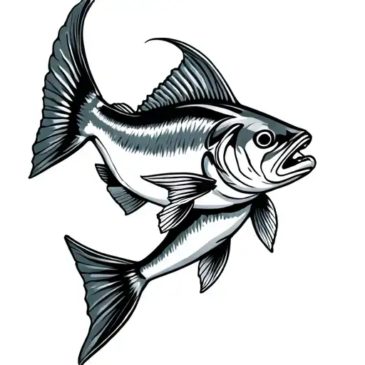 mullet fish jumping tattoo design idea