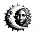 sun and moon merging together tattoo design idea