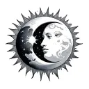 sun and moon merging together tattoo design idea