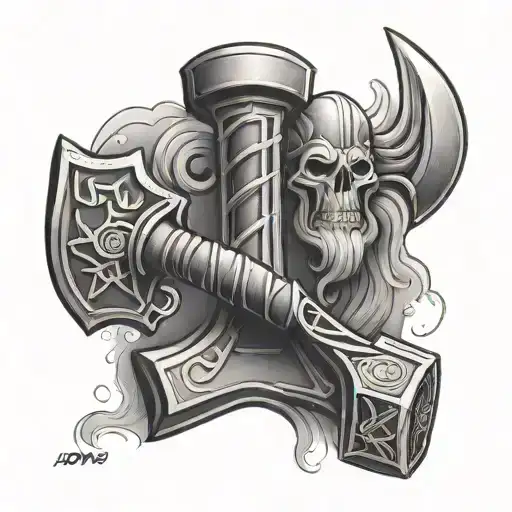 Thor hammer Name Jonah and Bennet tattoo design idea