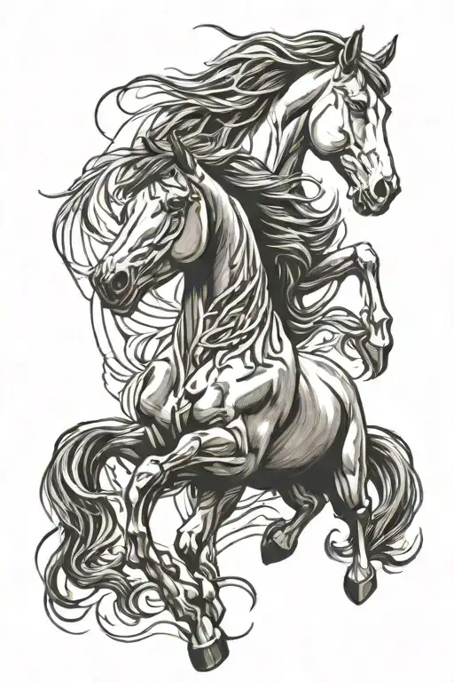 wild horses breaking free tattoo design idea