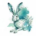 hare etching tattoo design idea