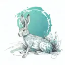 hare etching tattoo design idea