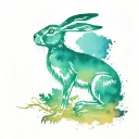 hare etching tattoo design idea