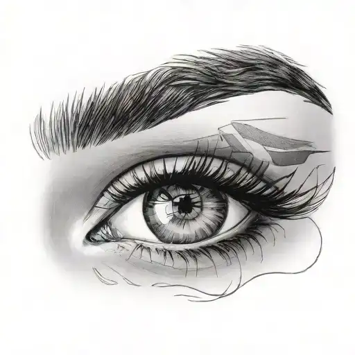 A woman's eyes and eyebrows tattoo design idea