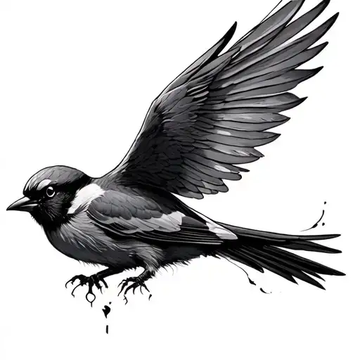 bird leaving human soul leaving the body tattoo design idea