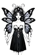 fairy with moth wings simple lines tattoo design idea