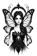 fairy with moth wings simple lines tattoo design idea