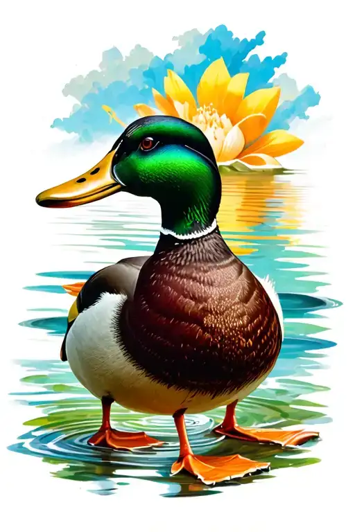 mallard duck scene tattoo design idea
