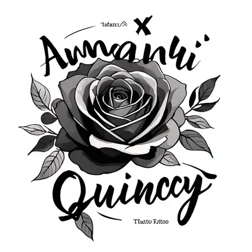"Amani x Quincy" rose tattoo design idea
