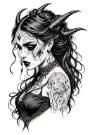 beautiful evil woman tattoo design idea