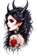 beautiful evil woman tattoo design idea