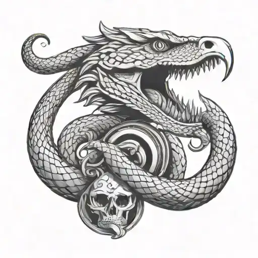 snake smoking a pipe and killing an eagle tattoo design idea