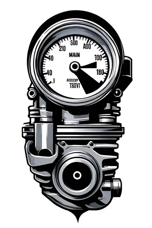 Turbocharger, boost gauge, piston tattoo design idea
