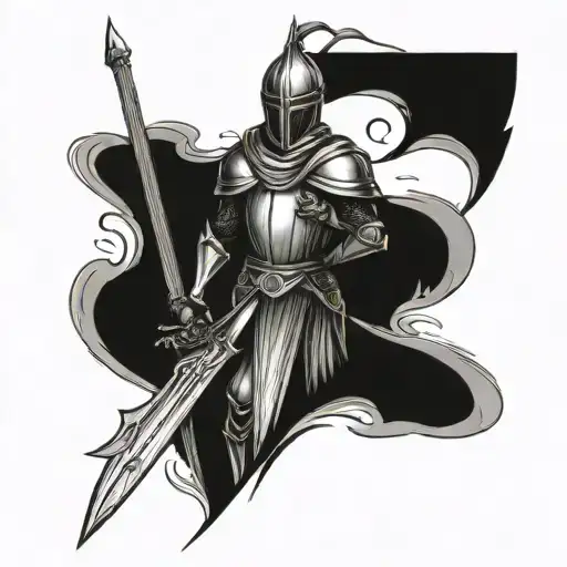 onion knight holding a sword tattoo design idea