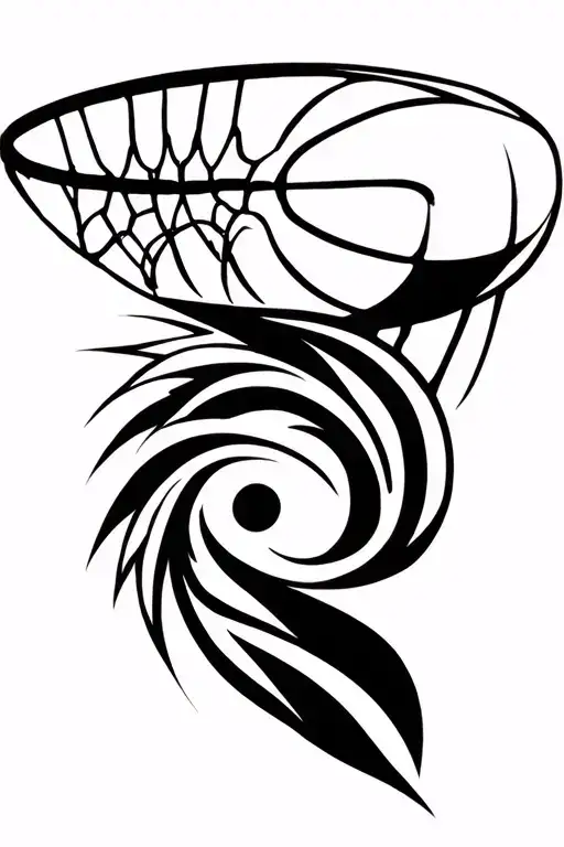 A basketball merging with a Fiji tribal design tattoo design idea