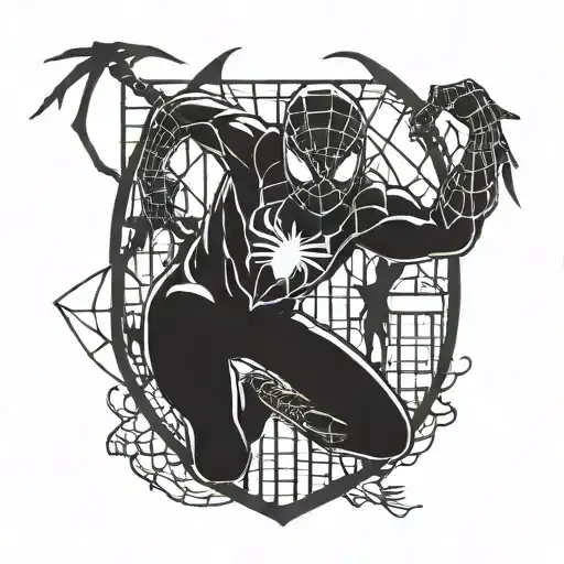 spiderman and batman logo, miles morales falling tattoo design idea