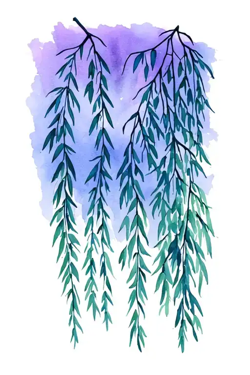 weeping Willow branches tattoo design idea