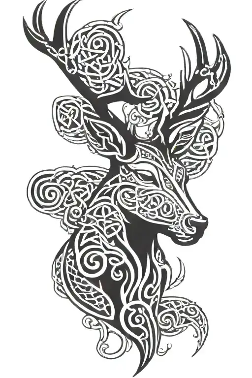 celtic stag head night sky filled tattoo design idea