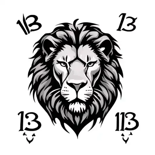 Lion head, number 13, Tool band, Scottish tattoo design idea