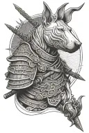 Bull terrier samurai warrior tattoo design idea