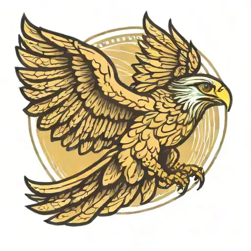 a falcon with outstretched wings flies towards the sun tattoo design idea