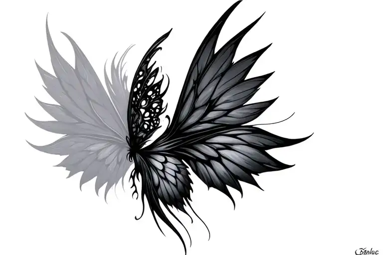 gothic fairy wings  tattoo design idea