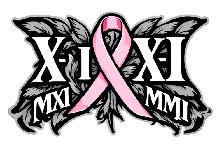 "XI-XXI-MMXII" breast cancer awareness ribbon tattoo design idea