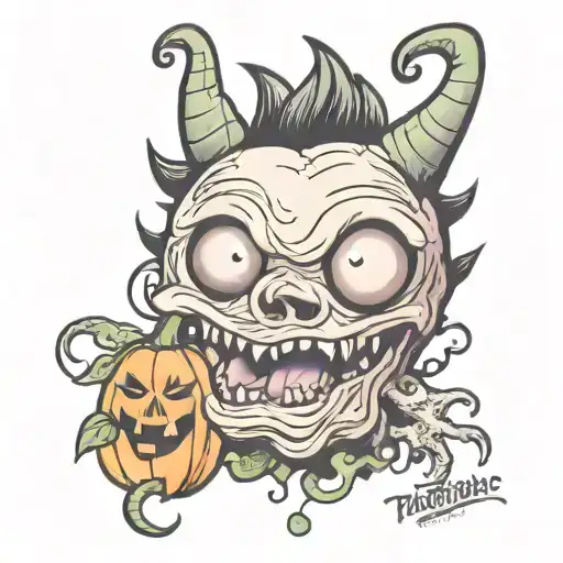 kawaii Halloween monster tattoo design idea