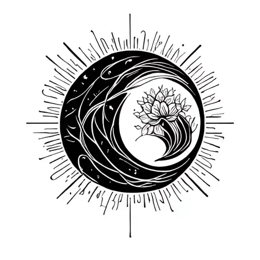 a combined minimal tattoo that merges faith, self-love, and rebirth into one elegant line-art symbol incorporated wit ma tattoo design idea