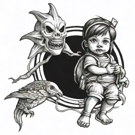at tattoo that represents escaping child hood trauma  tattoo design idea