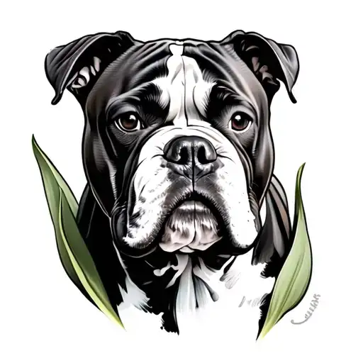 american bully tulips tattoo design idea