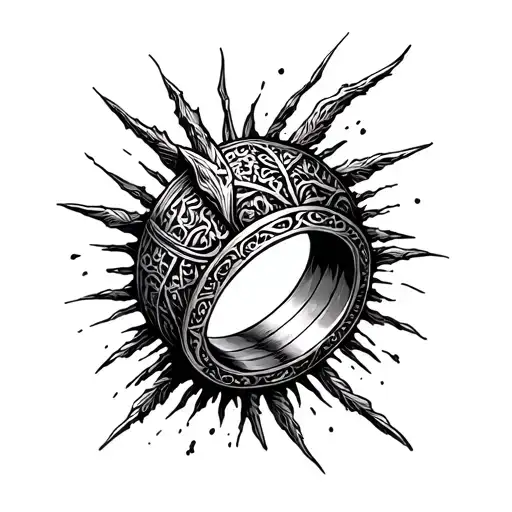 Ring with viking rhunes for unique wedding tattoo design idea