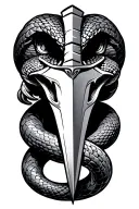 American traditional snake head pierced by dagger tattoo design idea