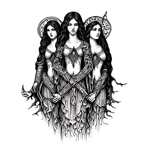 three norns of fate tattoo design idea