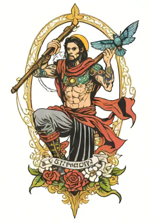 strength tarot card featuring tattoo design idea