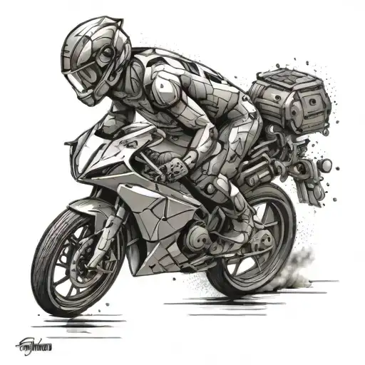Combine elements of Ironman triathlons and Ayrton Senna in a dynamic and action-packed tattoo design tattoo design idea