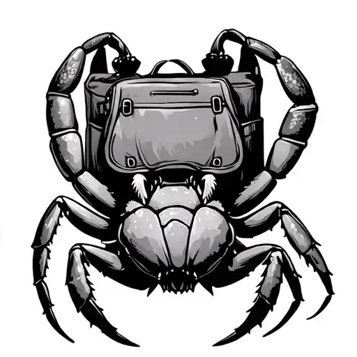 A hermit crab wearing a bagpack tattoo design idea