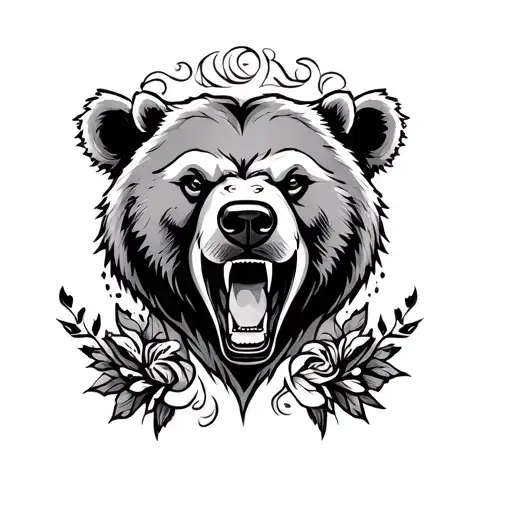 traditional roaring bear head tattoo  tattoo design idea