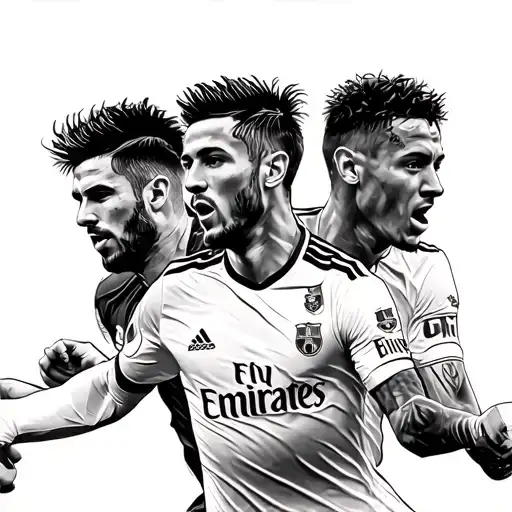 Messi, neymar jr, Ronaldo action scene tattoo design idea
