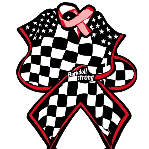 "Barkdoll Strong" 73 checkered flags with brain cancer ribbon wrapped tattoo design idea